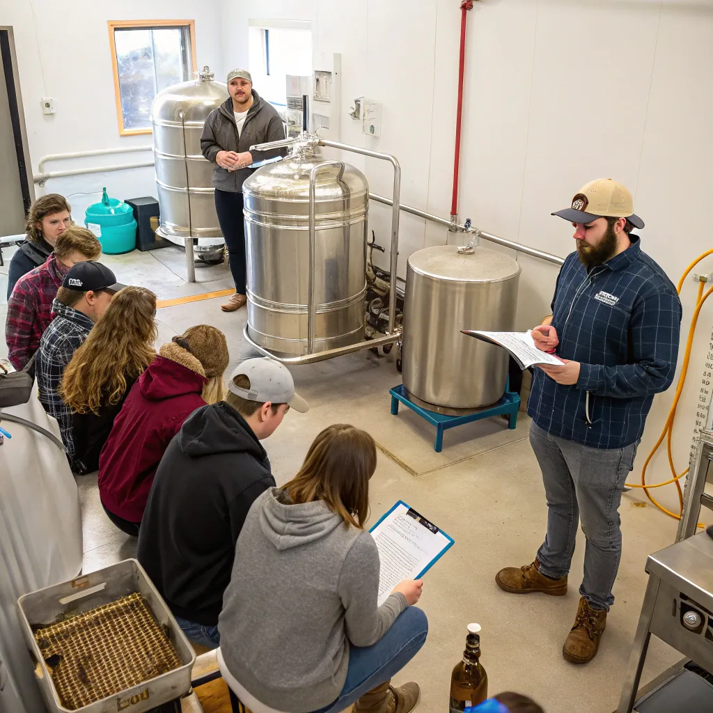 Fermentation workshop with students and instructor